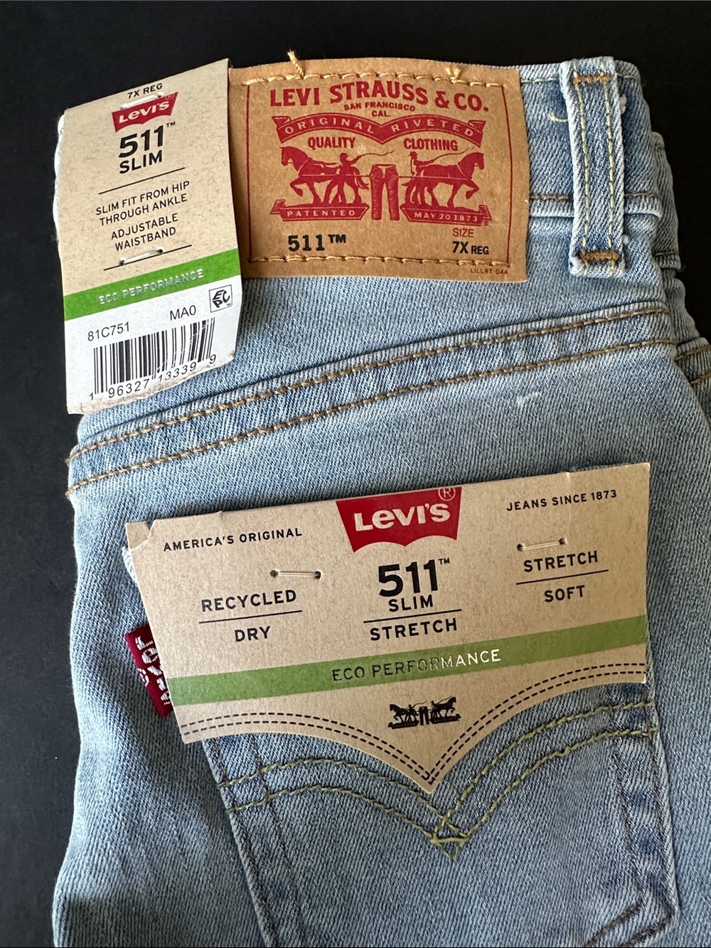 Levi's Light Wash Kids 511 Slim Jeans SOFT STRETCH ECO PERFORMANCE - Picture 3 of 11